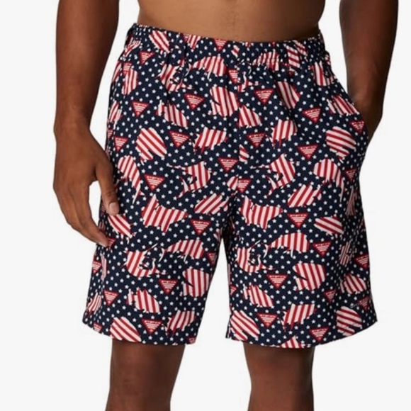 NWT. Columbia Men's Super Backcast Water Short, Collegiate Navy PFG Proud, Mediu - Picture 1 of 12